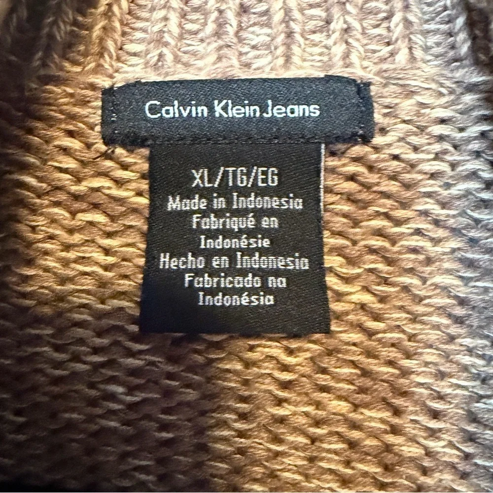 Calvin Klein brown shawl-collar cardigan sweater open front bell sleeve cardigan